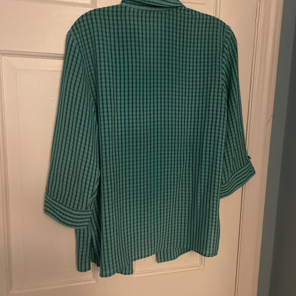 Joanna Teal and Black Striped Shirt with attached matching Tank - Picture 5 of 6